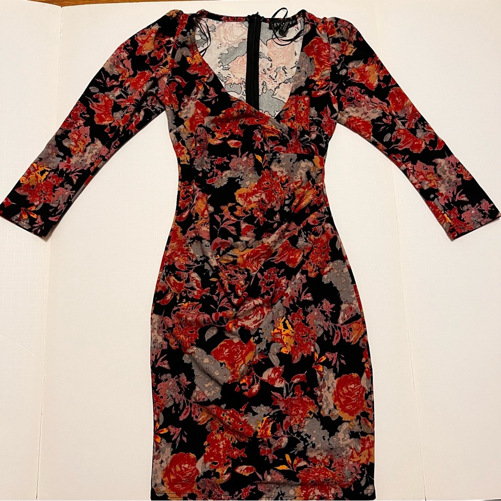Floral Black and Red Women's Dress
